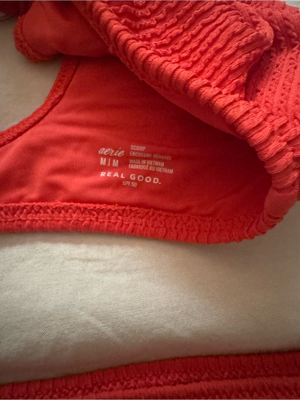 aerie Red Textured Bikini Set medium swim suit retro buckle - Picture 3 of 4